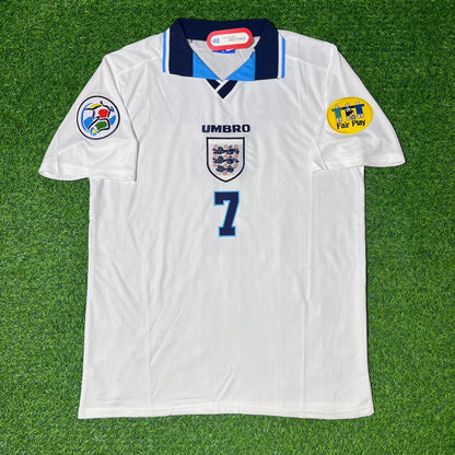 David Beckham 1996 White Retro Short Sleeve Football Jersey