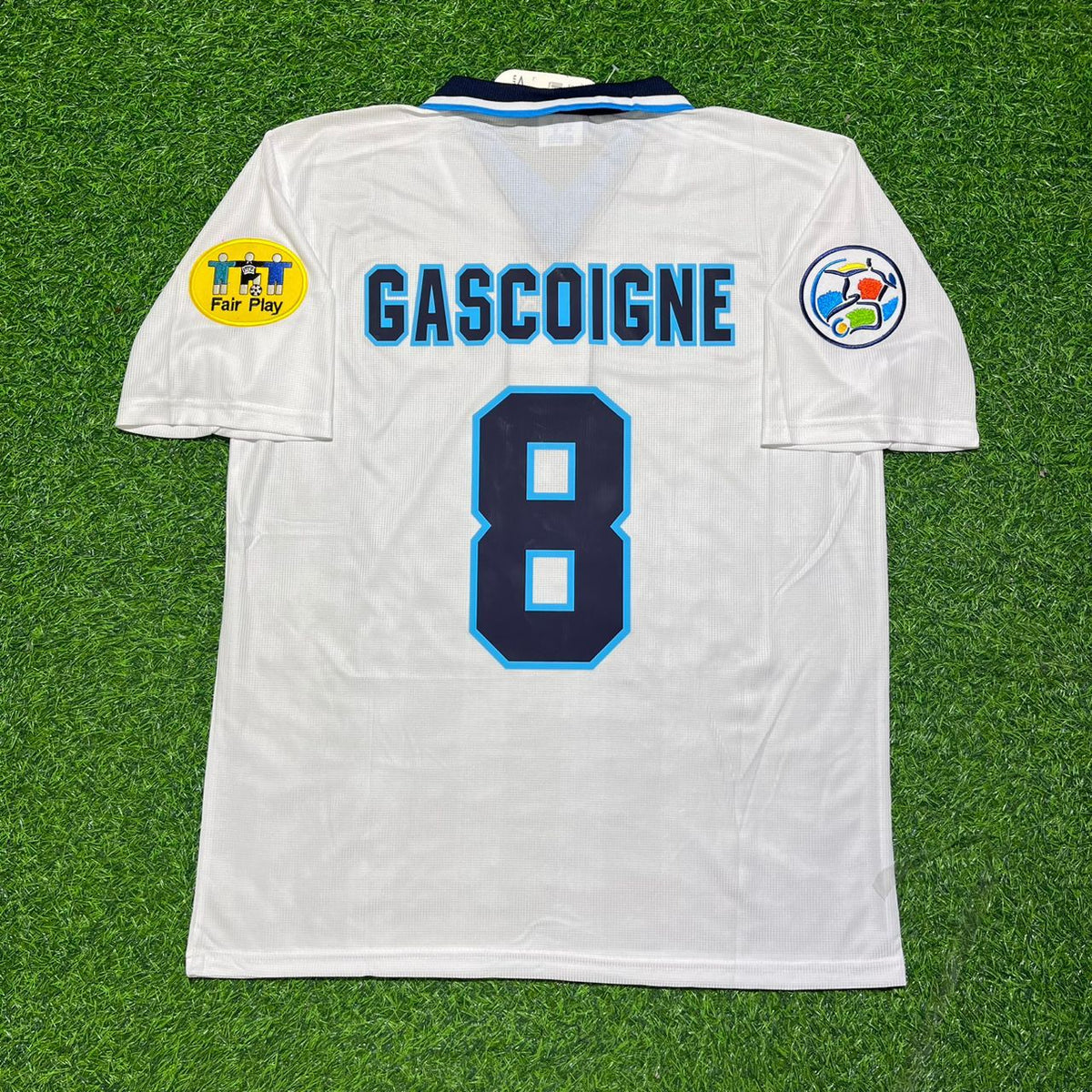 Paul Gascoigne 1996 White Retro Long Sleeve Football Jersey