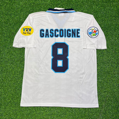 Paul Gascoigne 1996 White Retro Long Sleeve Football Jersey