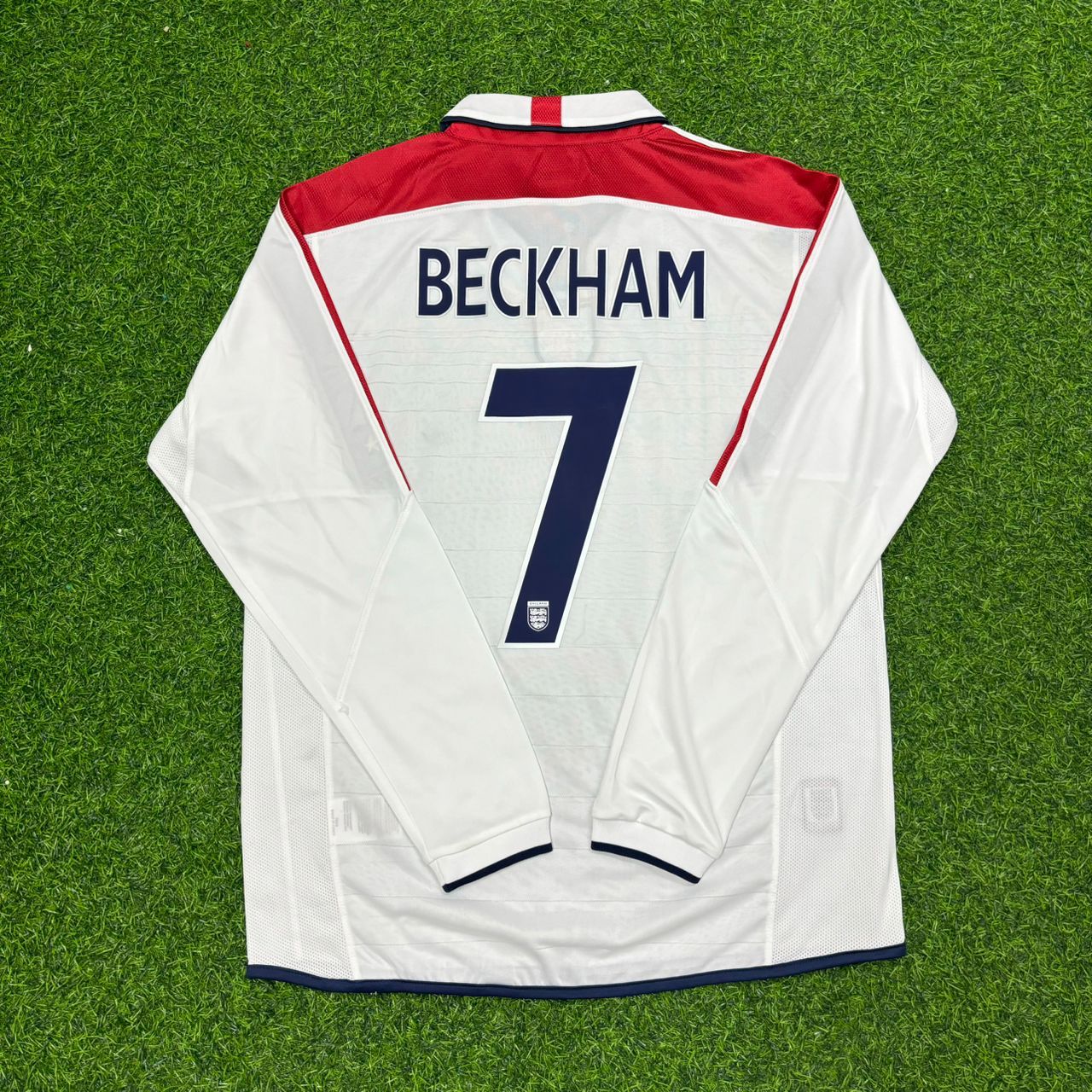 David Bekcham Euro 2004 White Retro Long Sleeve Football Jersey