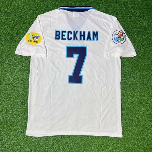 David Beckham 1996 White Retro Short Sleeve Football Jersey