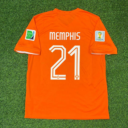 Memphıs Depay 2014 Home Retro Football Football Jersey