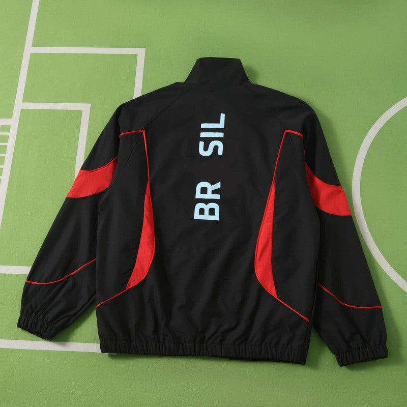 Brazil World Cup 2026 Black Red Windbreaker Jacket