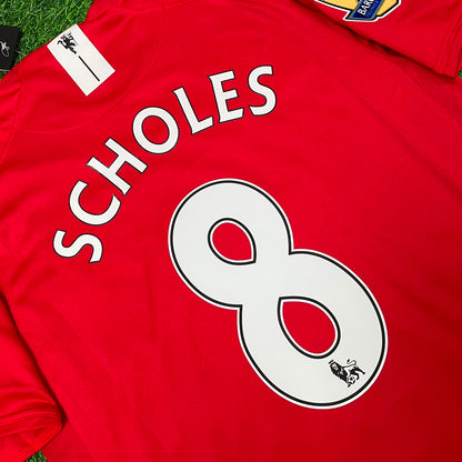 Paul Scholes Manchester United 2007 2008 EPL Retro Red Football Jersey