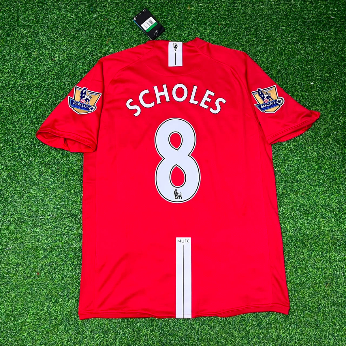 Paul Scholes Manchester United 2007 2008 EPL Retro Red Football Jersey