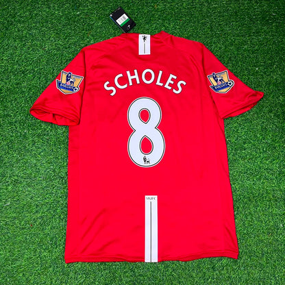 Paul Scholes Manchester United 2007 2008 EPL Retro Red Football Jersey