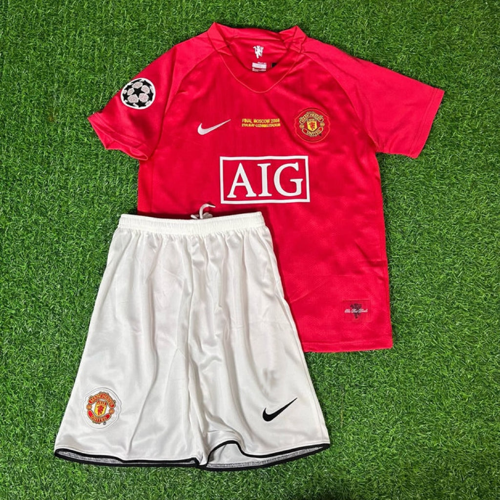 Wayne Rooney #10 Manchester United 2008 Final Kids Children Home Football Jersey Kit