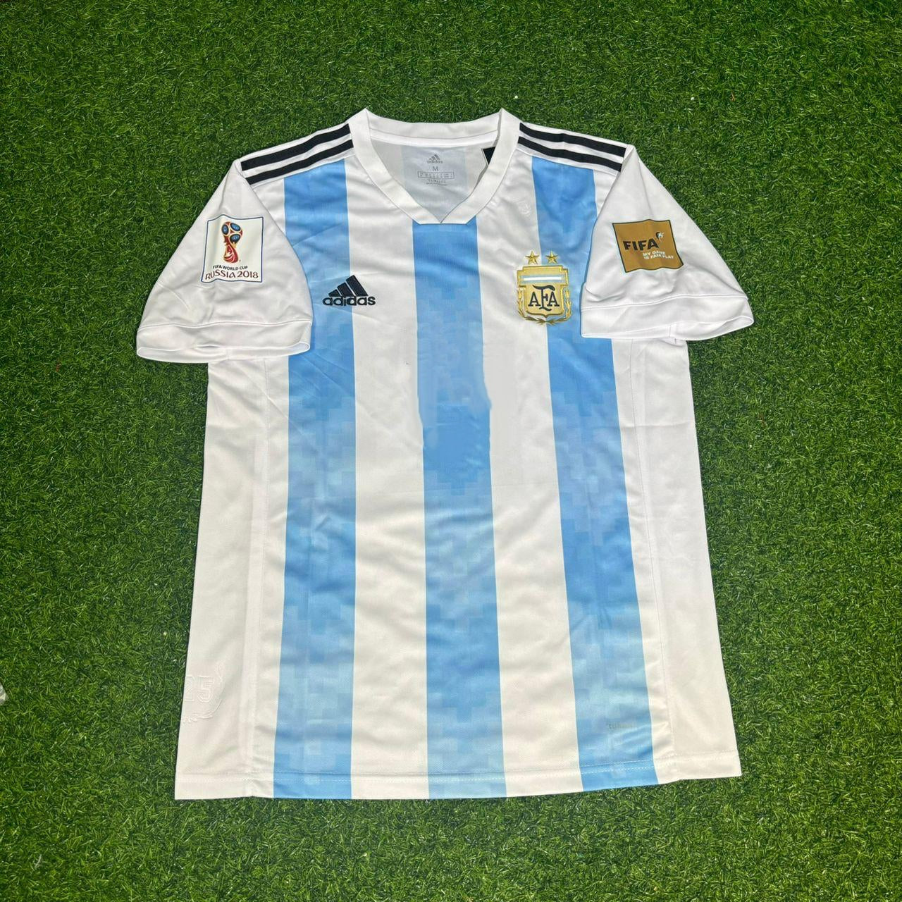 Argentina World Cup 2018 Éver Banega #7 Home Retro Football Jersey