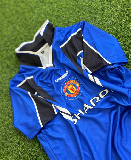 David Beckham Manchester United 1996/1997 Blue Retro Football Jersey Kit Edition 2