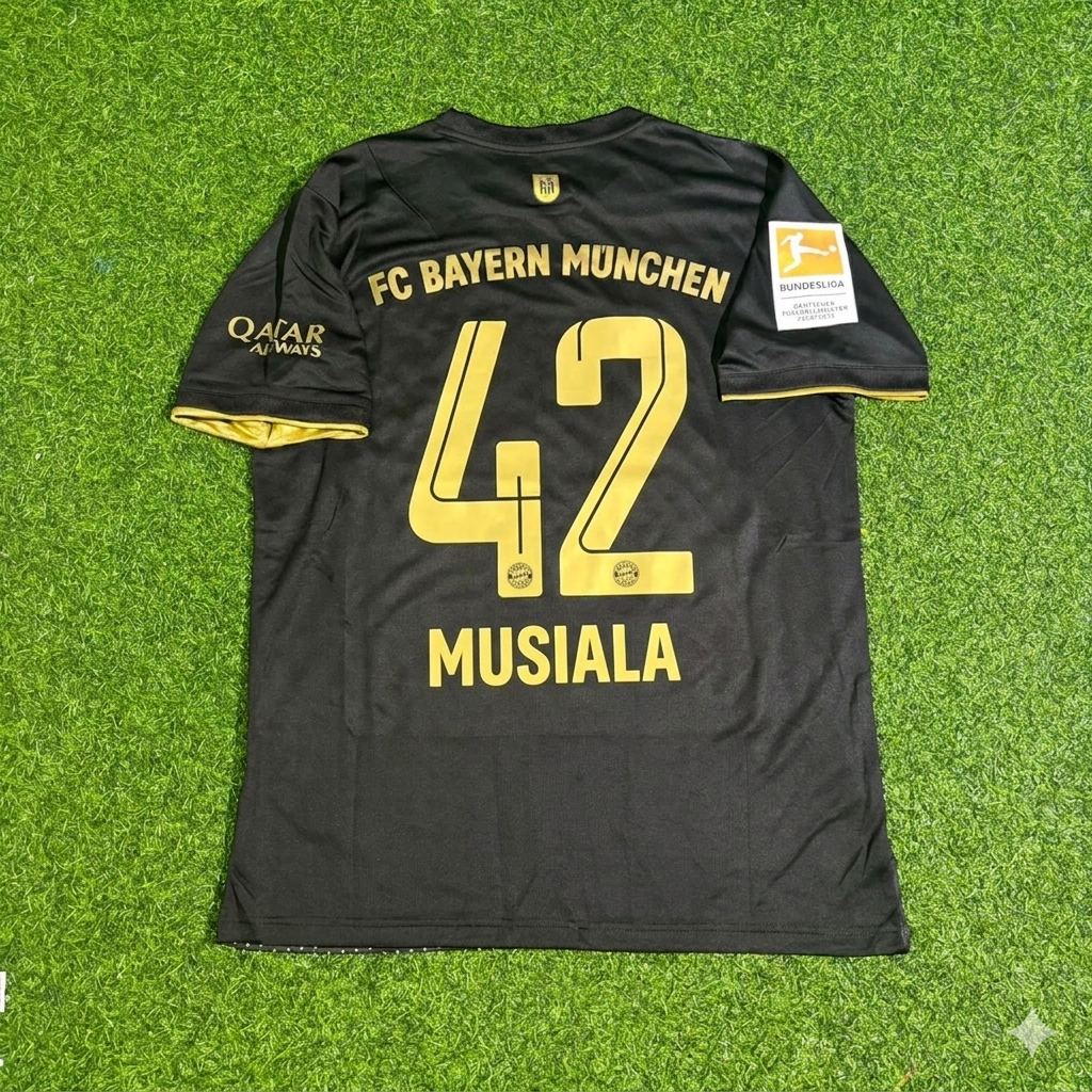 Jamal Musiala Bayern Munich 2021-2022 Away Football Jersey Kit
