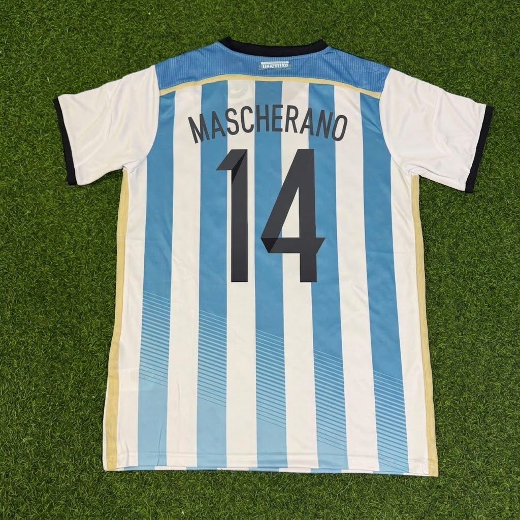 Javier Mascherano Argentina 2014 World Cup Home Retro Football Jersey
