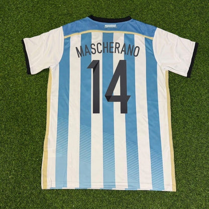 Javier Mascherano Argentina 2014 World Cup Home Retro Football Jersey