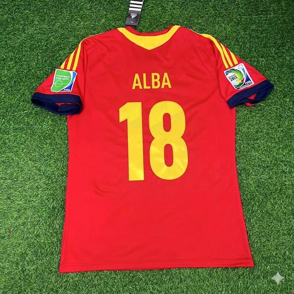 Jordi Alba Spain 2013 Confederations Cup Retro Football Jersey