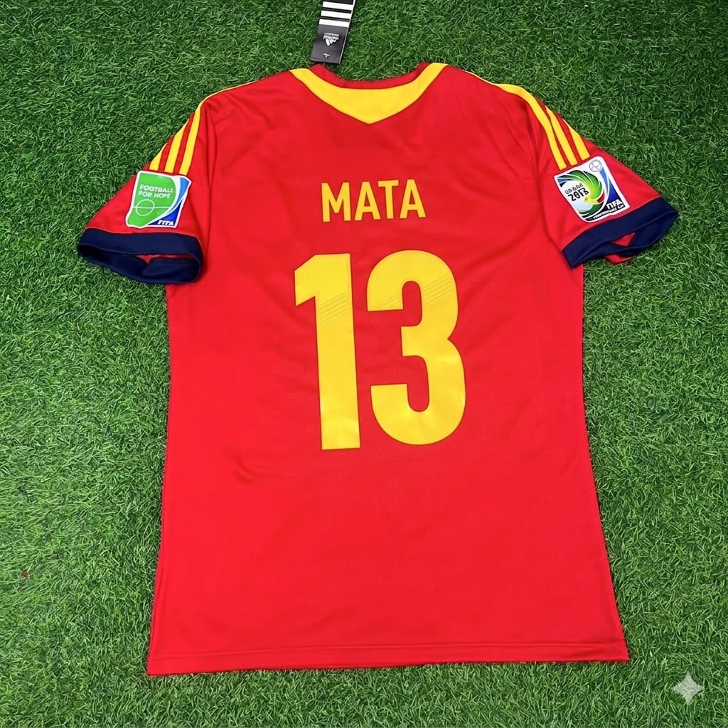 Juan Manuel Mata Spain 2013 Confederations Cup Retro Football Jersey