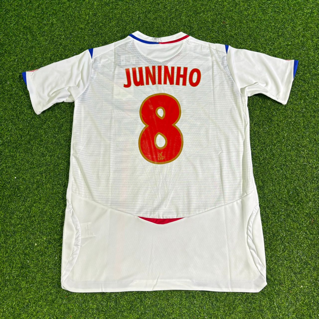 Juninho Pernambucano Olympique Lyonnais 2008 2009 Home White Retro Football Jersey Kit