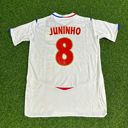 Juninho Pernambucano Olympique Lyonnais 2008 2009 Home White Retro Football Jersey Kit