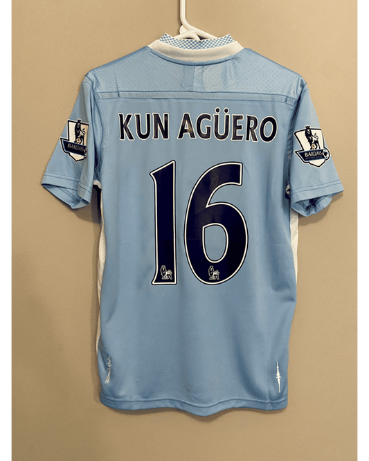 Sergio Kun Agüero 16 Manchester City 2011/12 Home Kit Blue Retro Jersey Trikot Jersey Maillot
