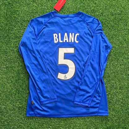 Auxerre Laurent Blanc Blue Long Sleeve Retro Football Jersey