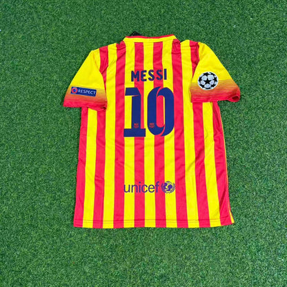 Lionel Messi 10 - Barcelona 2013/2014 Yellow Red Retro Football Jersey