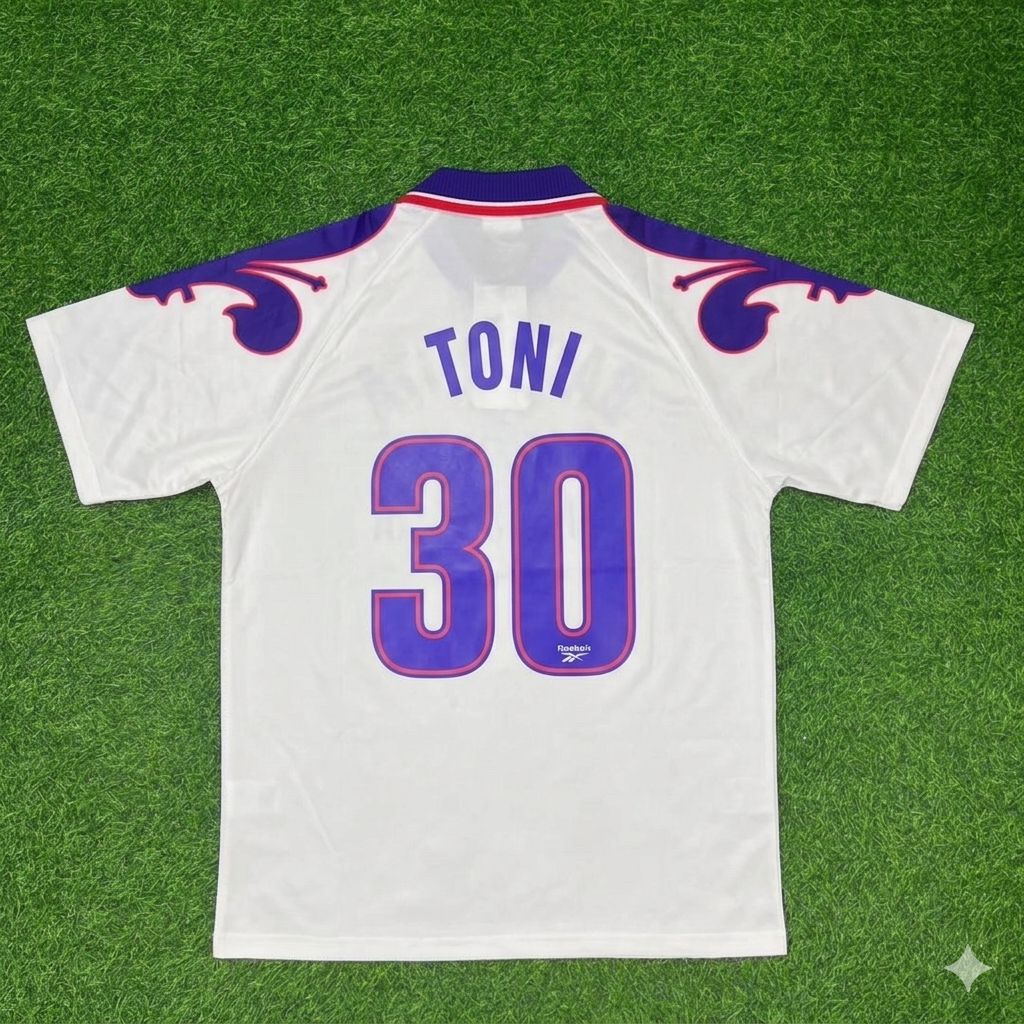 Luca Toni Fiorentina Retro White Football Jersey Kit