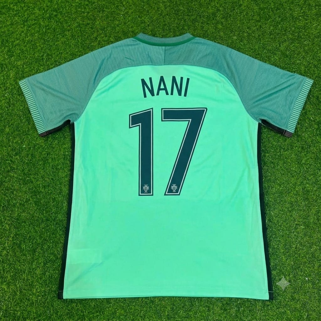 Portugal EURO 2016 Luis Nani Green Retro Football Jersey