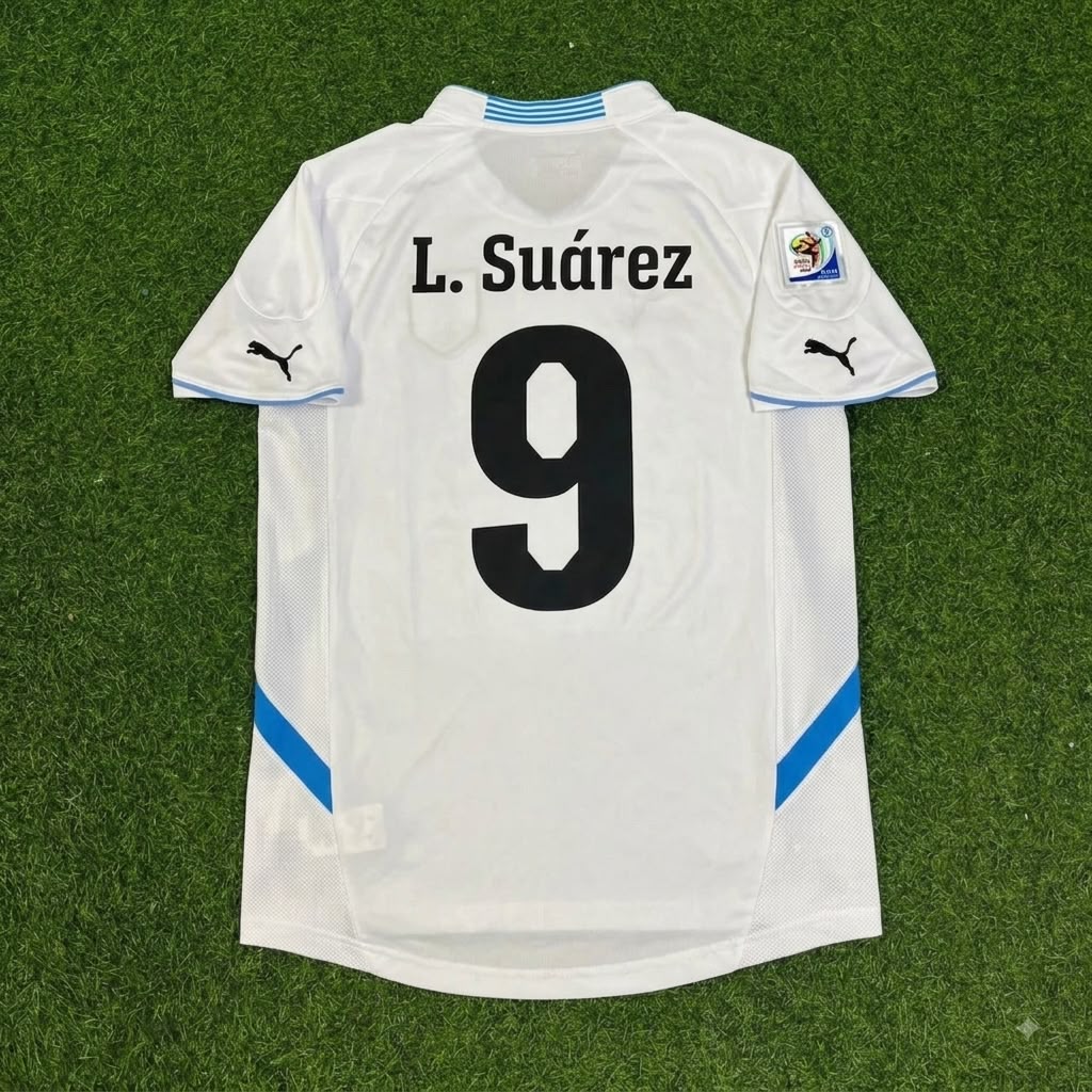 Luis Suarez Uruguay 2010 World Cup White Retro Football Jersey Paradise Edition