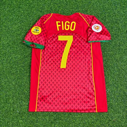 Portugal EURO 2004 Luis Figo Retro Home Red Football Jersey