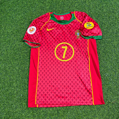 Portugal EURO 2004 Luis Figo Retro Home Red Football Jersey