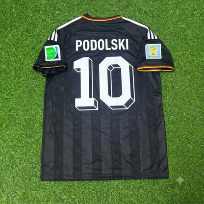 Germany World Cup 2014 Lukas Podolski Special Edition Black Retro Football Jersey