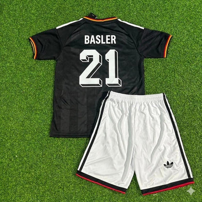 Mario Basler Germany Black Retro Kids Football Jersey Kit
