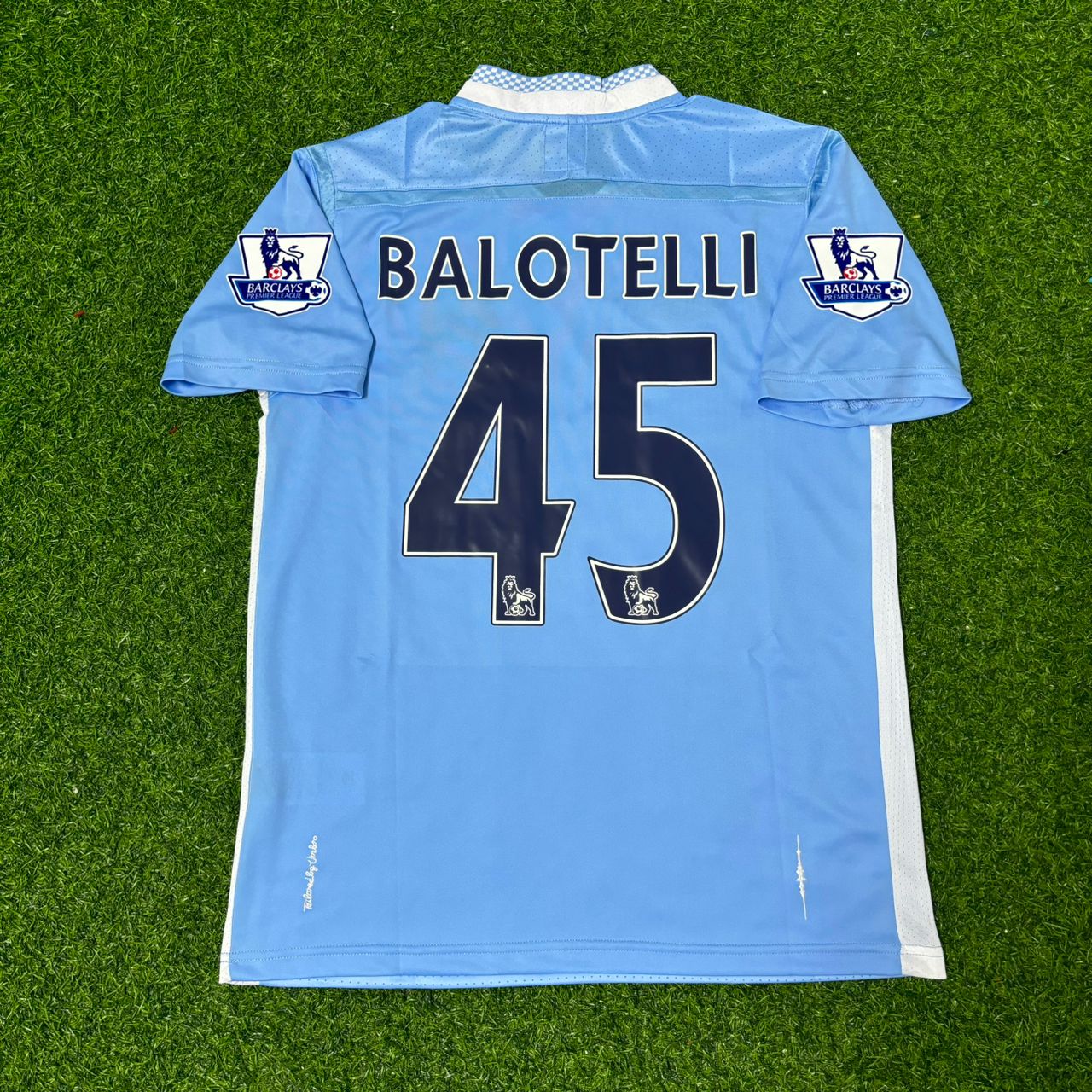 Mario Balotelli 45 Manchester City 2011/12 Home Kit Blue Retro Football Jersey