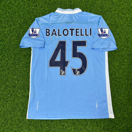Mario Balotelli 45 Manchester City 2011/12 Home Kit Blue Retro Football Jersey