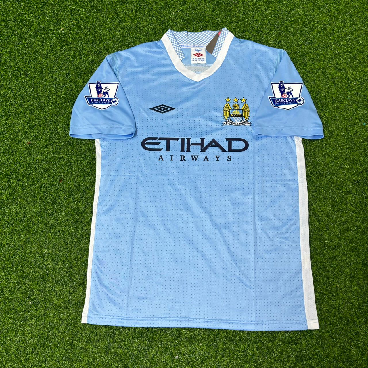 Mario Balotelli 45 Manchester City 2011/12 Home Kit Blue Retro Football Jersey