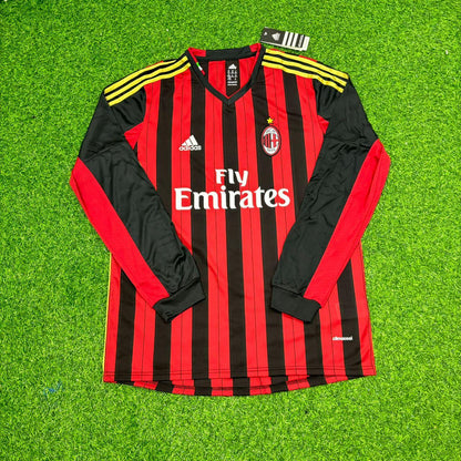 Mario Balotelli AC Milan 2013/14 Long Sleeve Home Retro Football Jersey Collection
