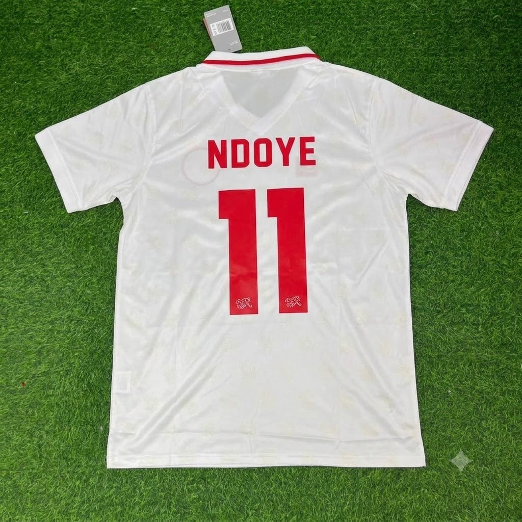 Dan Ndoye Switzerland White Retro Football Jersey Kit