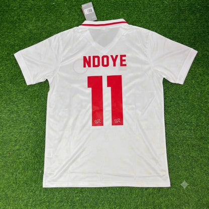 Dan Ndoye Switzerland White Retro Football Jersey Kit