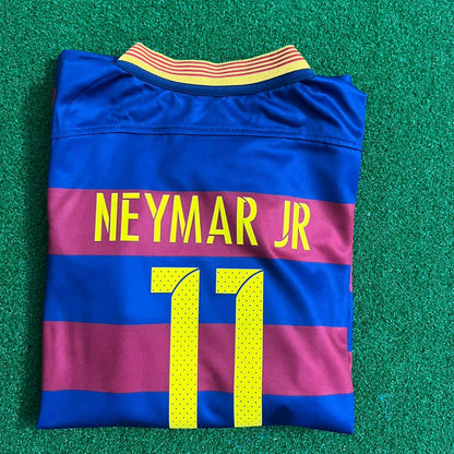 Barcelona Neymar Jr 2015/16 Retro Black Pink Kids Football Jersey