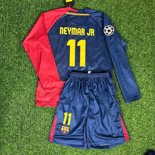 Neymar Jr Barcelona Retro Home Kids Kit Football Jersey Kit for Children