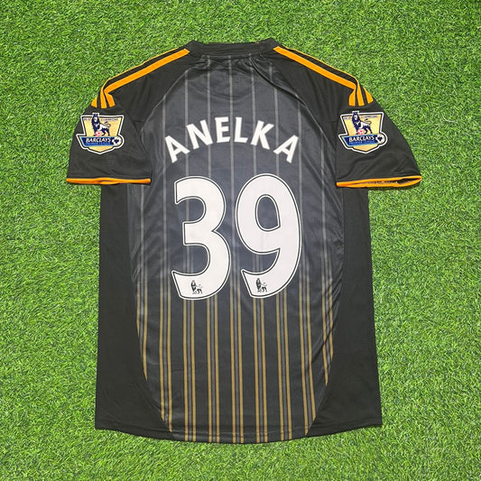 Nicolas Anelka #39 Chelsea 2010 2011 Away Retro Black Orange Football Jersey Kit