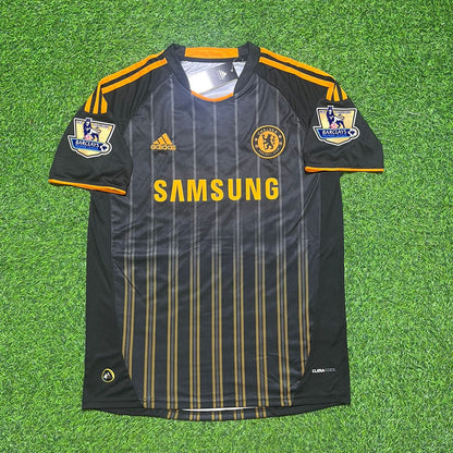 Frank Lampard #8 Chelsea 2010 2011 Away Retro Black Orange Football Jersey Kit