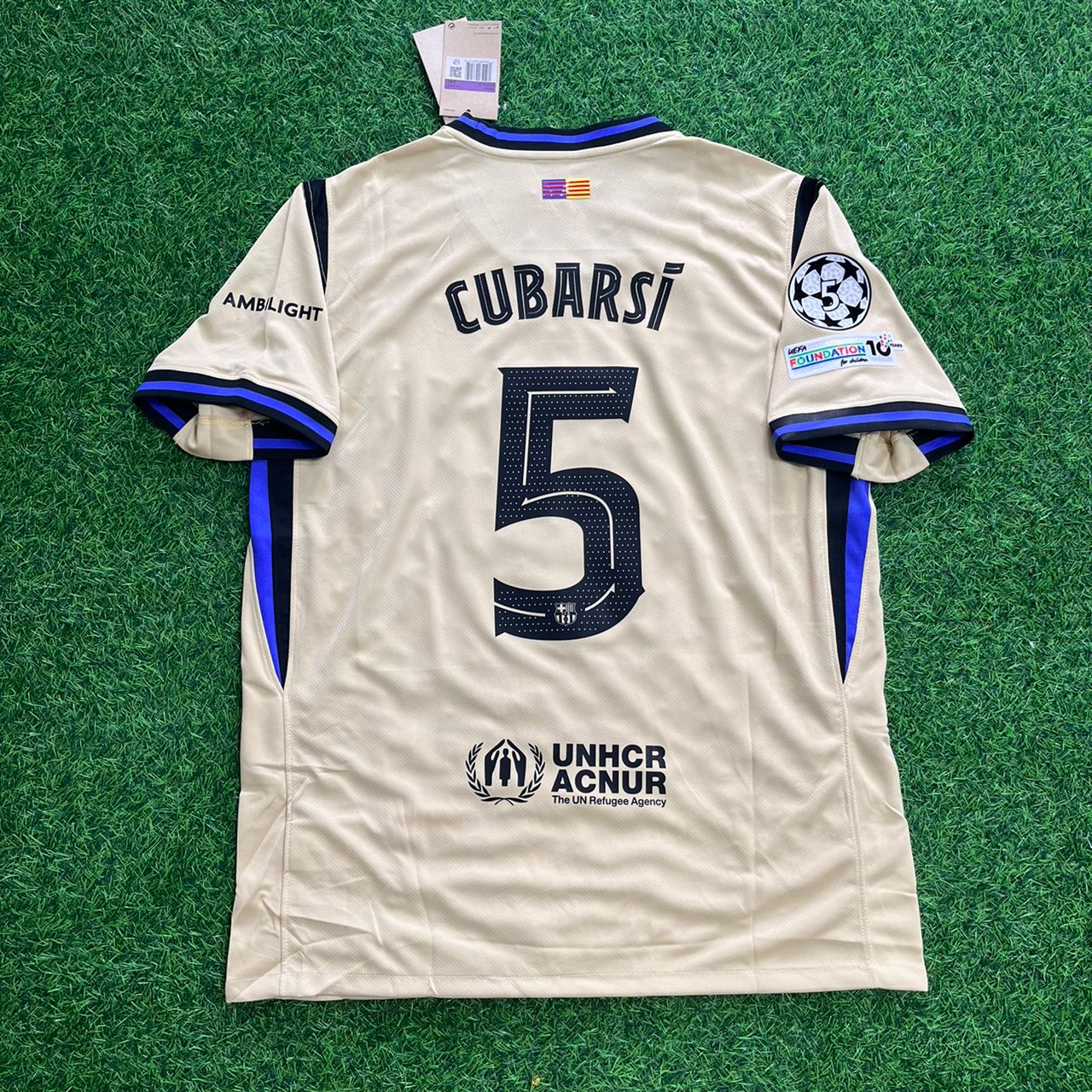 Pau Cubarsi Barcelona Grey Kids 2026 Football Jersey