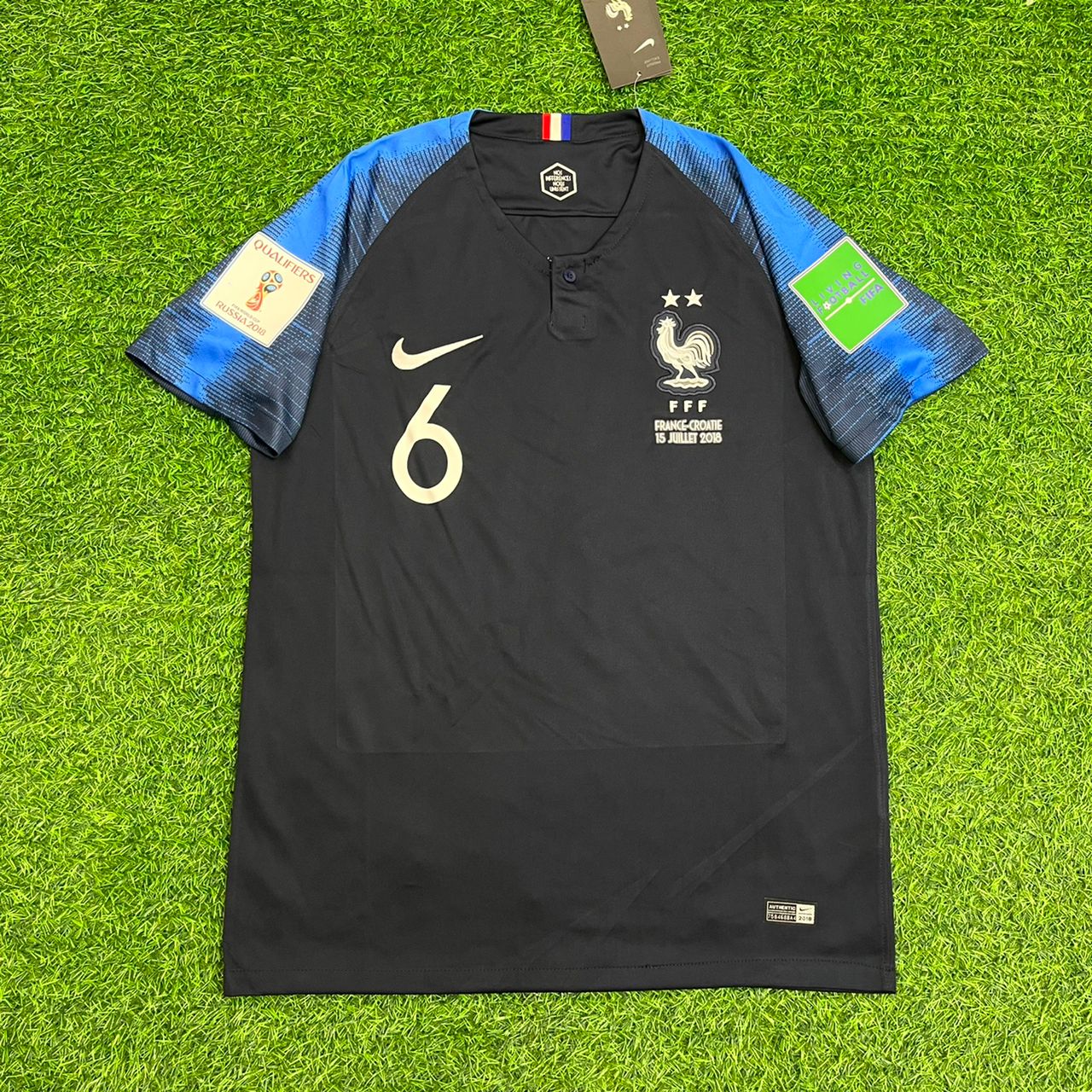 Paul Pogba France 2018 World Cup Final Retro Jersey Maillot Trikot