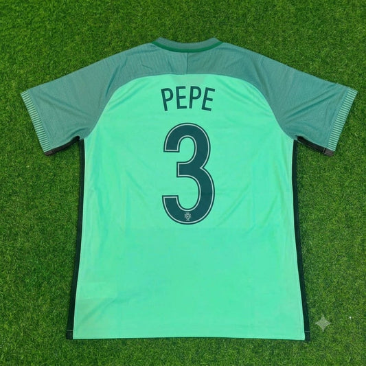 Portugal EURO 2016 Pepe Green Retro Football Jersey