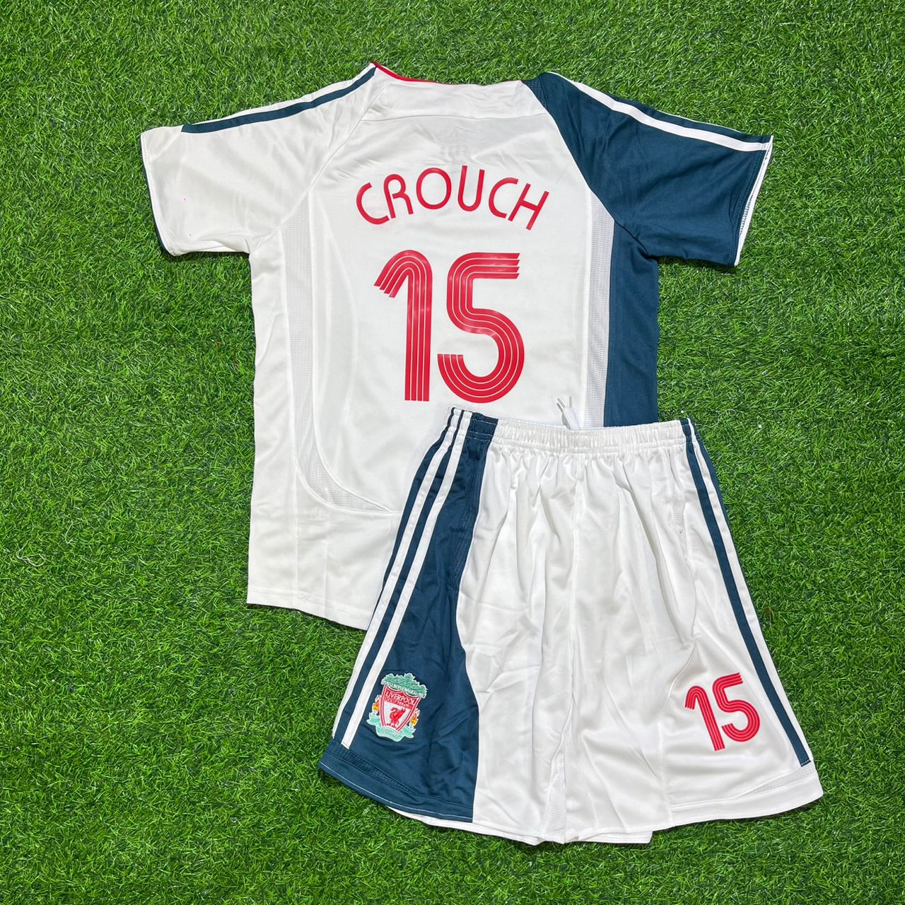Peter Crouch Liverpool 2006/2007 White Retro Kids Football Jersey Kit