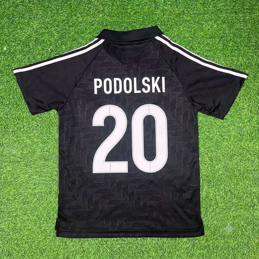 Lukas Podolski Germany Deutschland Schwarzes Retro Fußballtrikot Jersey