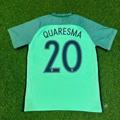 Portugal EURO 2016 Ricardo Quaresma Green Retro Football Jersey