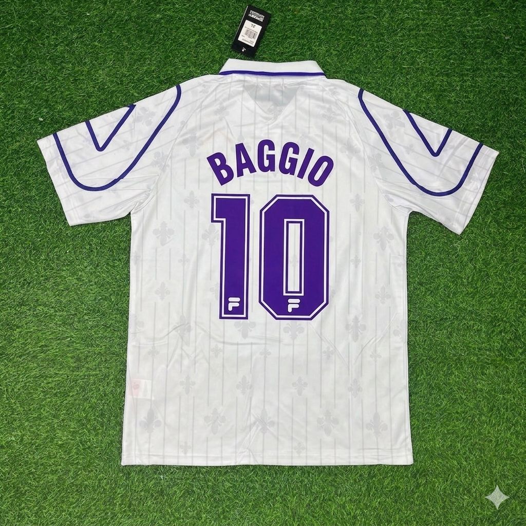 Roberto Baggio Fiorentina White Retro Football Jersey Kit