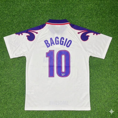 Roberto Baggio Fiorentina Retro White Purple Football Jersey Kit
