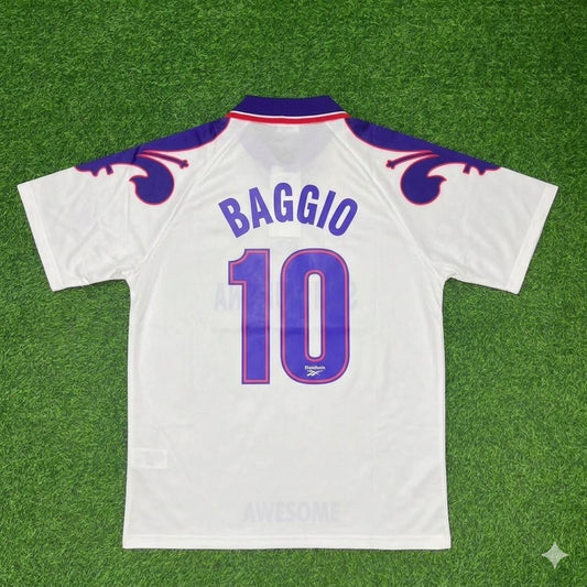 Roberto Baggio Fiorentina Retro White Purple Football Jersey Kit