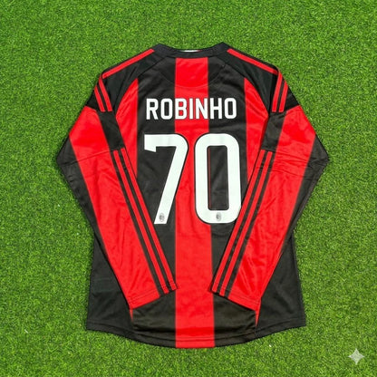 Robinho AC Milan 2010-2011 Home Long Sleeve Retro Football Jersey Kit